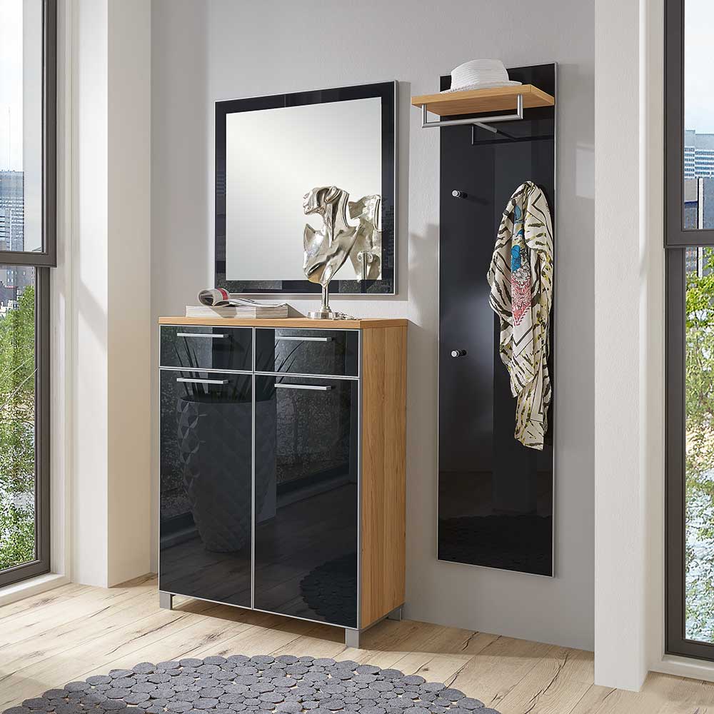 Flurmöbel Set Lalaika in Anthrazit Glas beschichtet (dreiteilig)