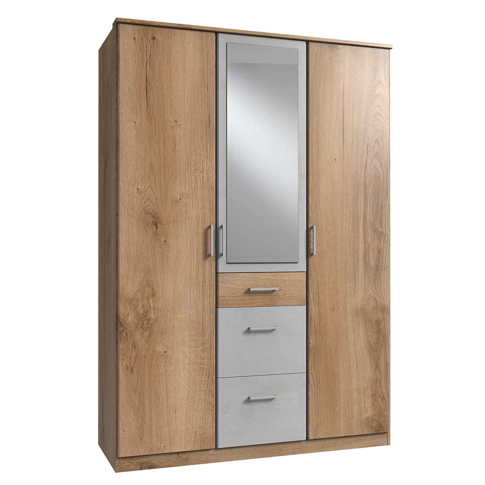 Schlafzimmerschrank in Plankeneiche & Lichtgrau - Anca