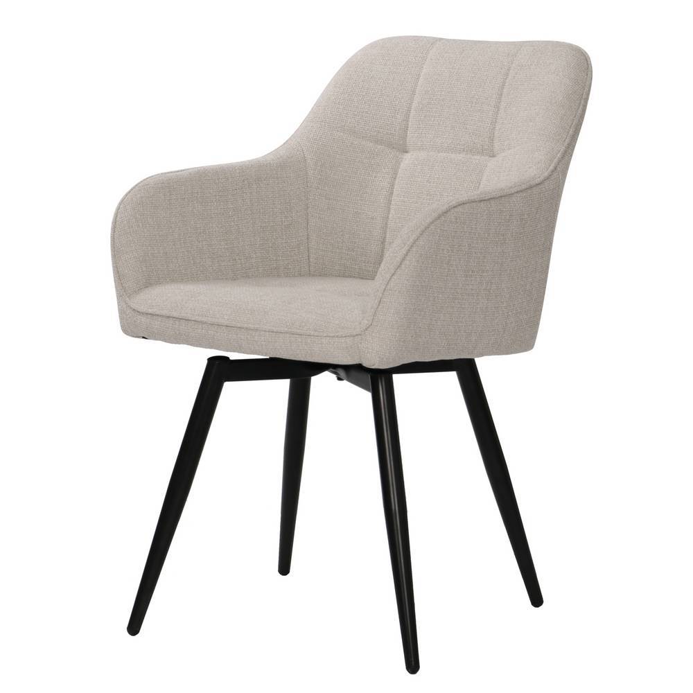Drehbare Esszimmer-Tischsessel in Beige Stoff - Lasito (2er Set)
