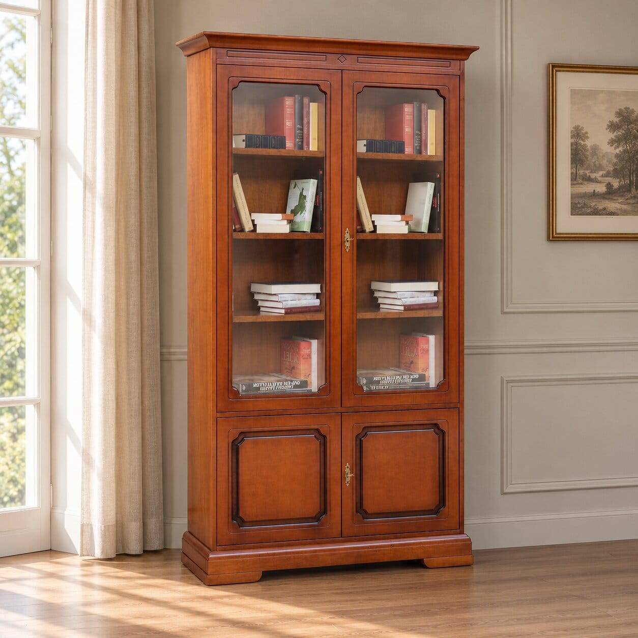4-türiger Vitrinenschrank im klassischen Stil - Kimms