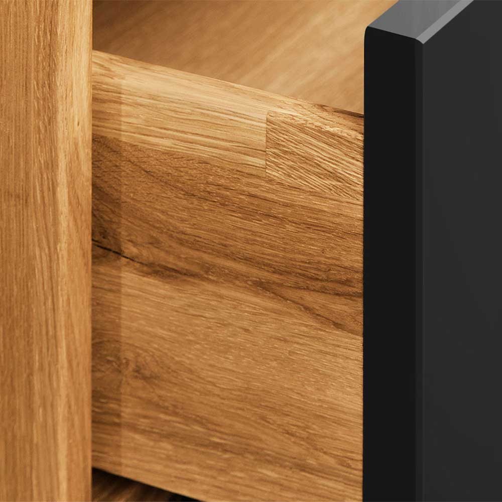 Design Wildeiche Bett & Nachttische - Olbysca (dreiteilig)