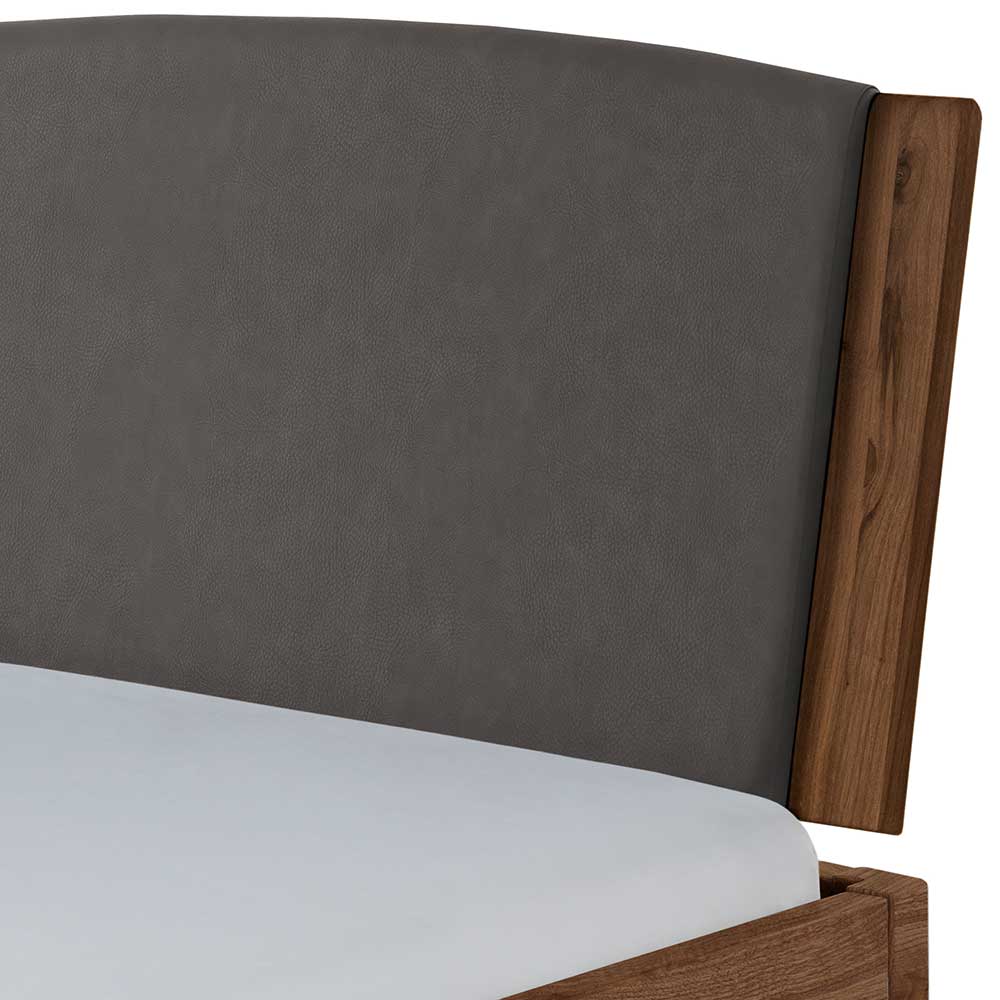 Bett aus Nussbaum & Metall & Kunstleder - Smarada