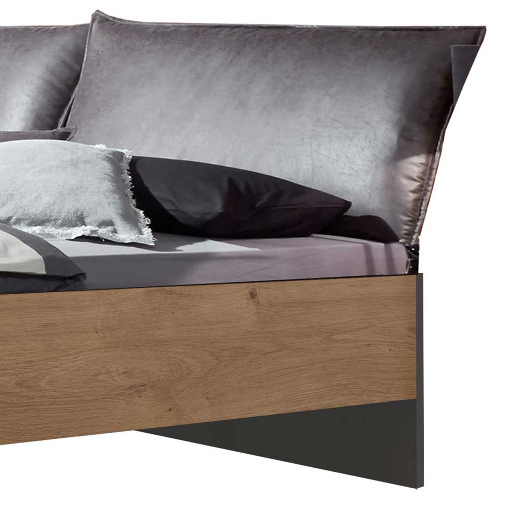 Doppelbett mit Kopfteil in Kissenoptik - Bram