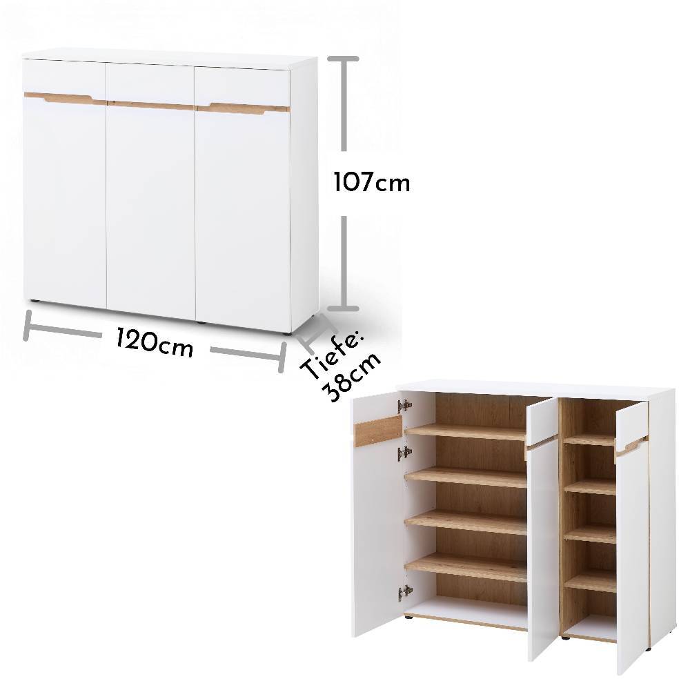 3-türiger Schuhschrank 107 cm hoch - Anesto