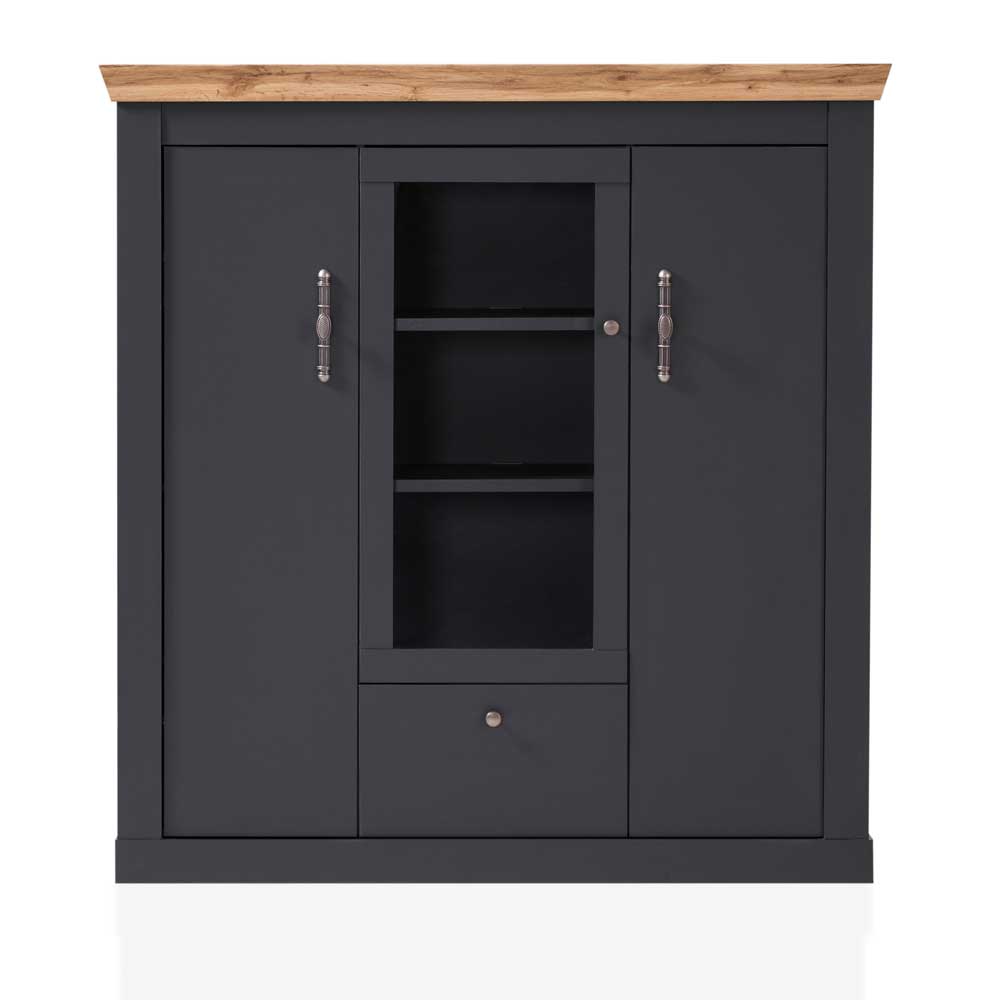 Highboard Vitrinenschrank in Anthrazit - Lionel