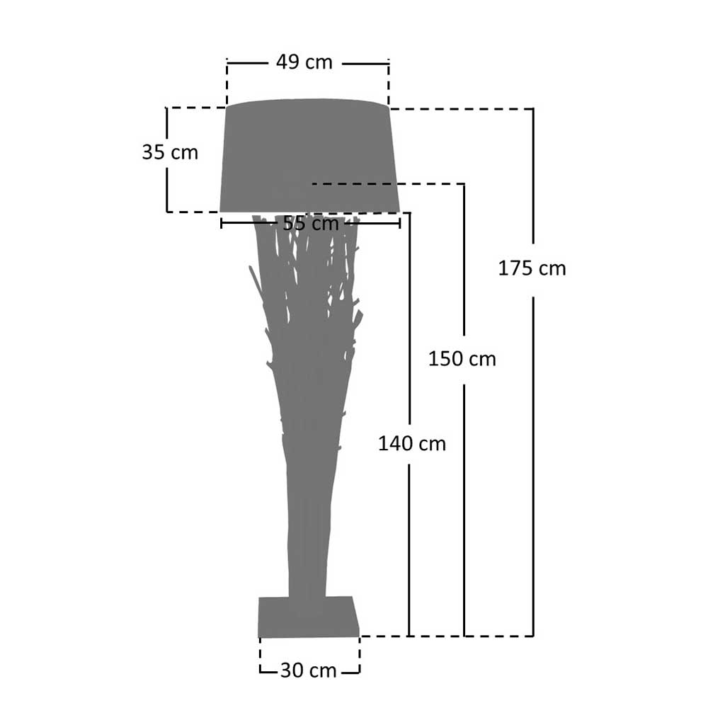 Stehlampe mit Fuß aus Treibholz Ästen - Duffy