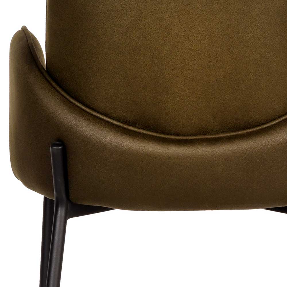 Bequemer Barstuhl in Oliv Grün Microfaser - Gesehia (2er Set)