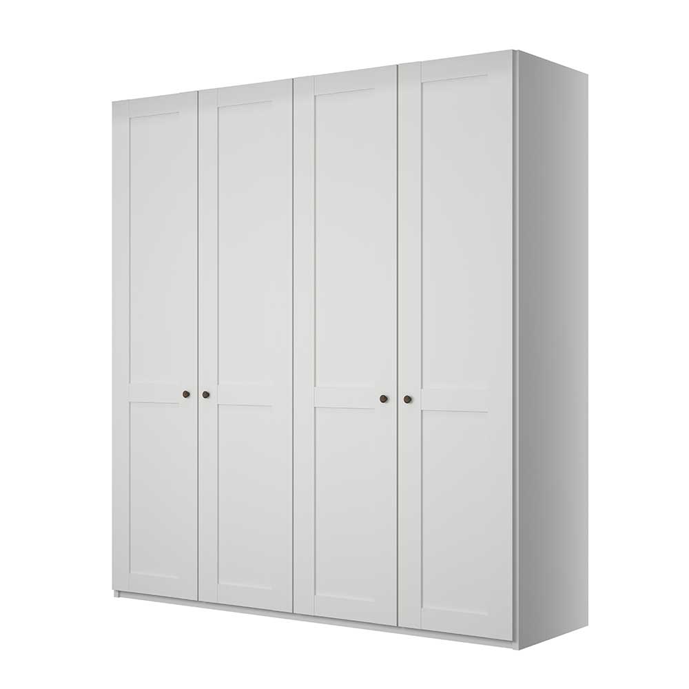 Moderner weißer 4-türiger Schlafzimmerschrank mit schlichter Optik – Flinn