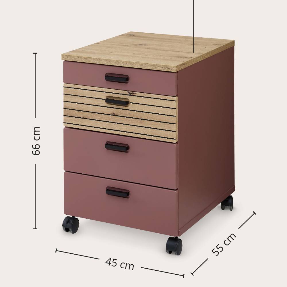 Schreibtisch Rollcontainer in Altrosa - Lusa