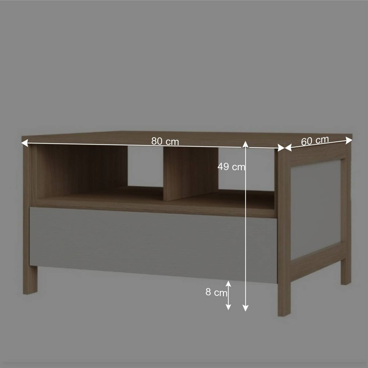 Skandi Couchtisch in Weiß und Eiche Dekor - Ovidio