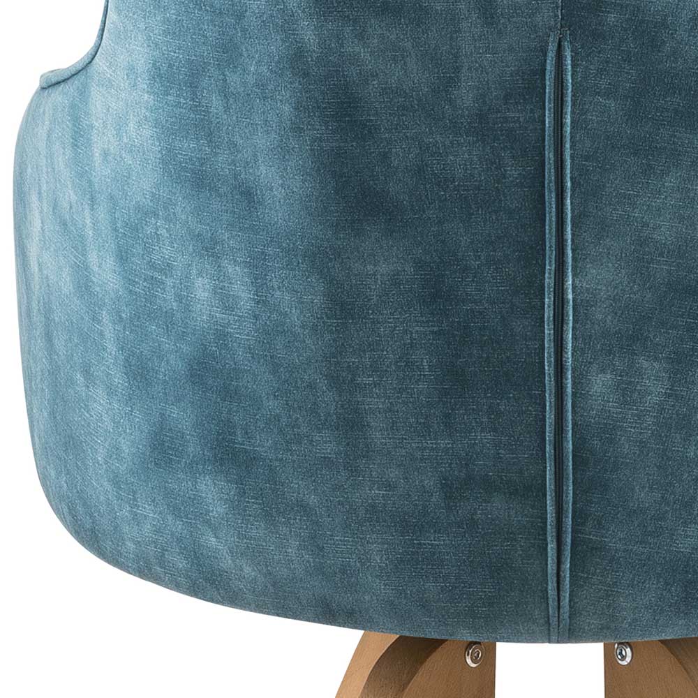 Velours Tischsessel in Blau Petrol - Vitalrov (2er Set)