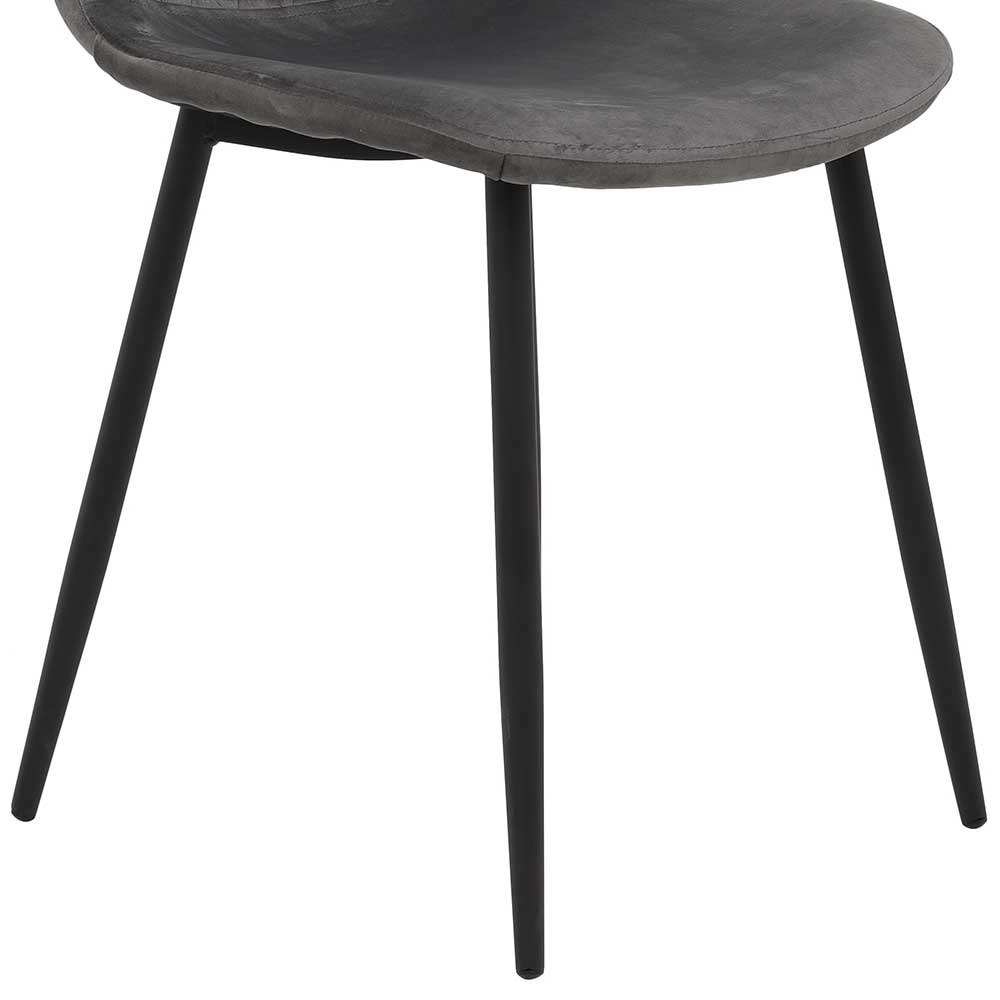 Grauer Schalenstuhl aus Samt - Elevetta (Set)