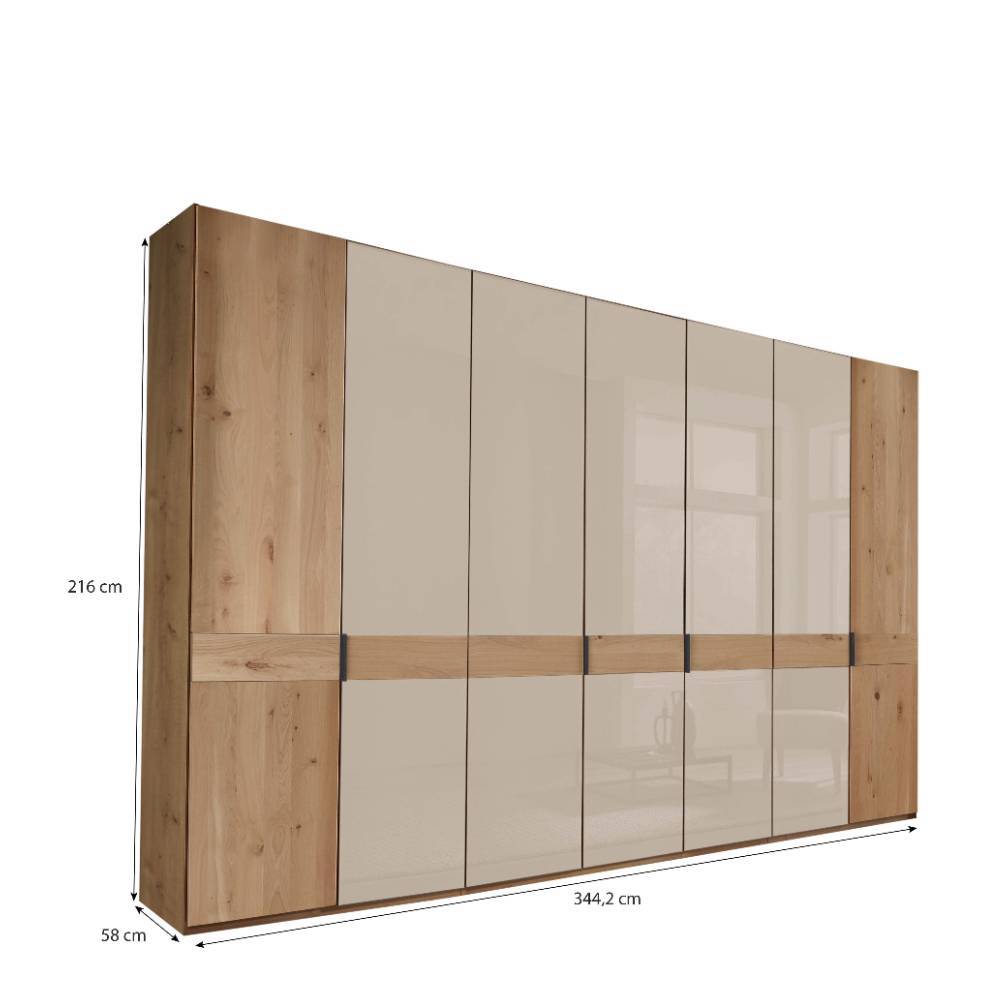 7-türiger Schlafzimmerschrank in Champagner - Nikoba