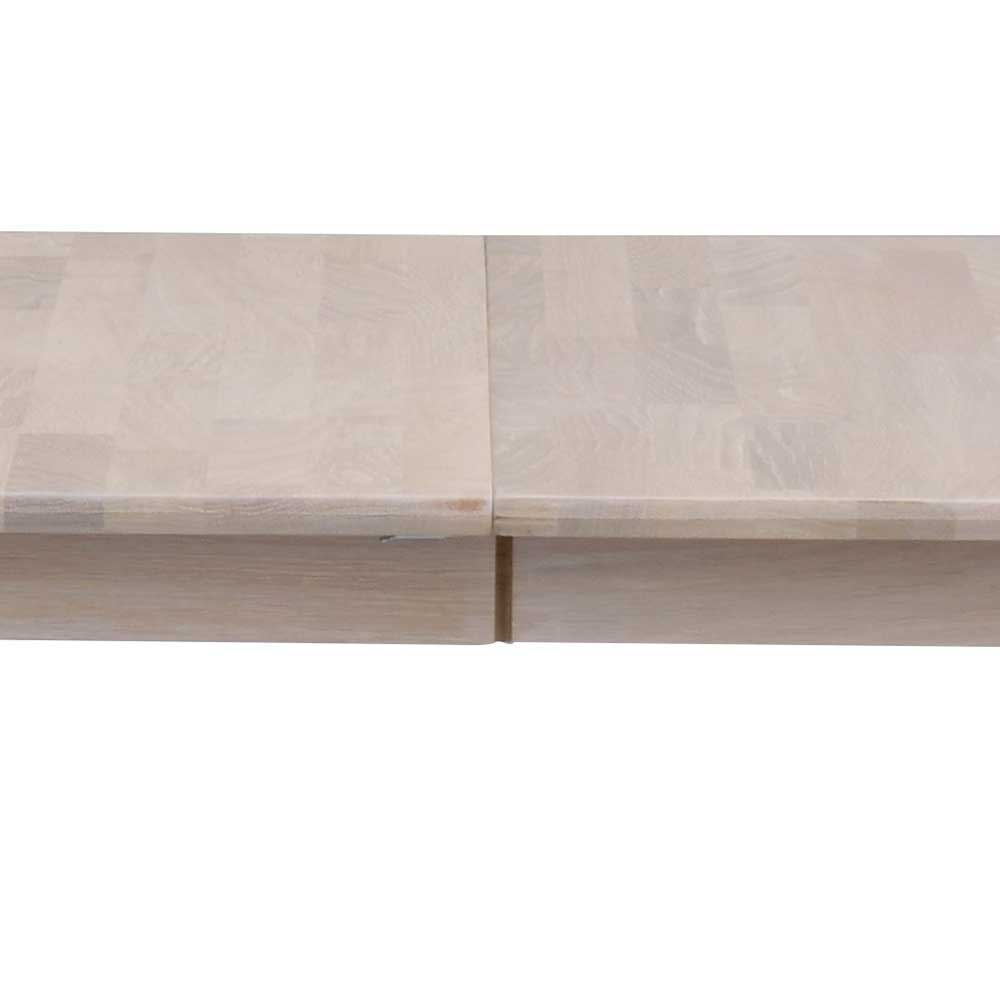 Ovaler Esstisch Eiche White Wash & 4 Stühle Pessoa mit Webstoff Grau (fünfteilig)