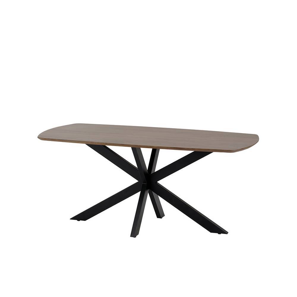 Moderner Design-Esstisch aus Walnussbraun Mangoholz mit Sternengestell – Zelda