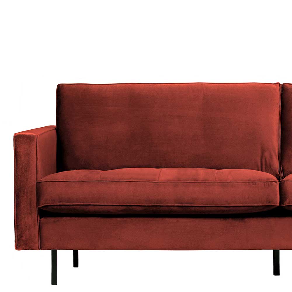 230x83x88 Samt Wohnzimmercouch in Kastanien Braun - Enzing