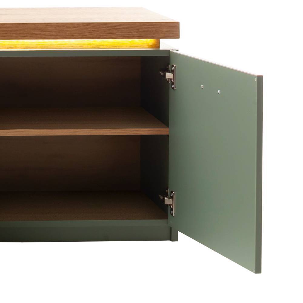 TV Lowboard in Graugrün und Eiche - Kwin