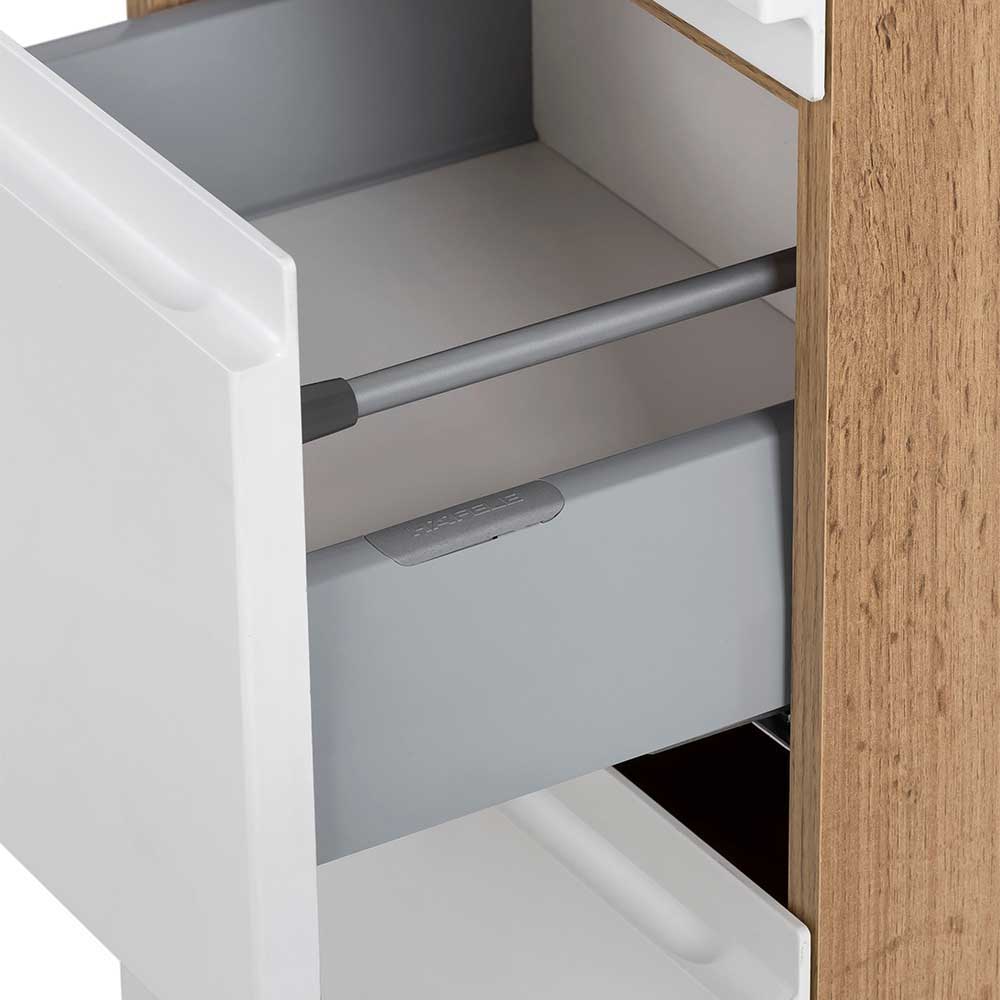 Badezimmer Midischrank in mattem Weiß & Wildeiche - Eight