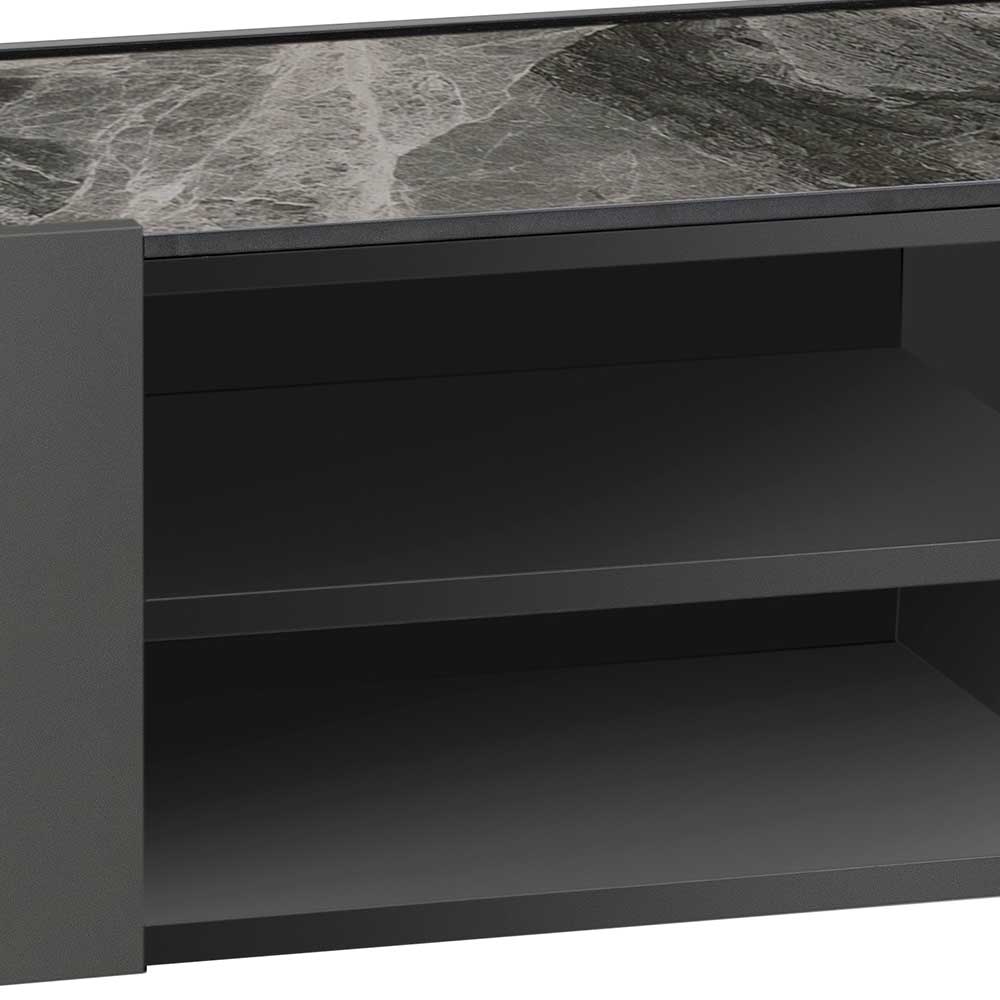 TV Board mit Keramik in Marmor Grau - Vanskupa