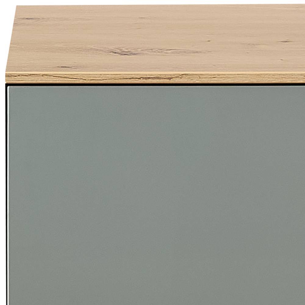 TV Lowboard in Graugrün und Wildeiche Natur - Halimi