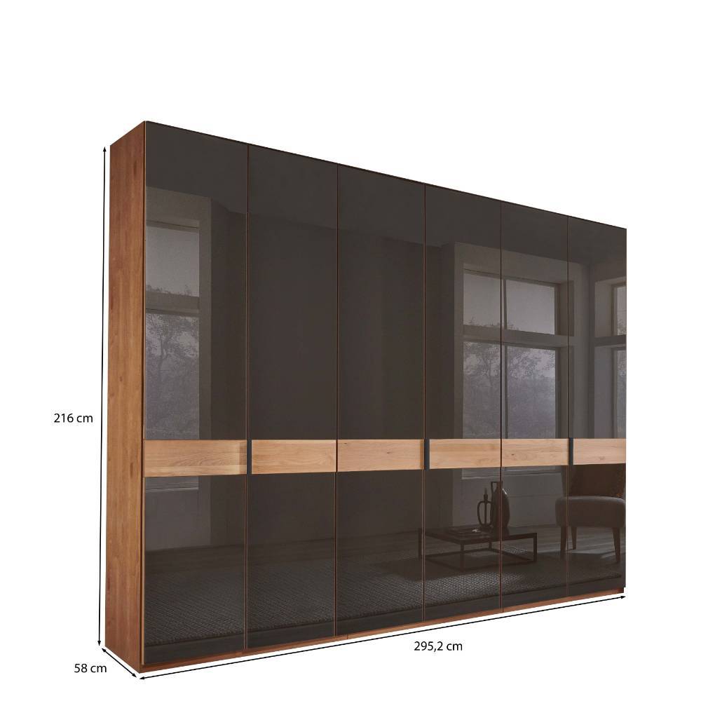 6-türiger Schrank mit Glas Dunkelbraun - Hung