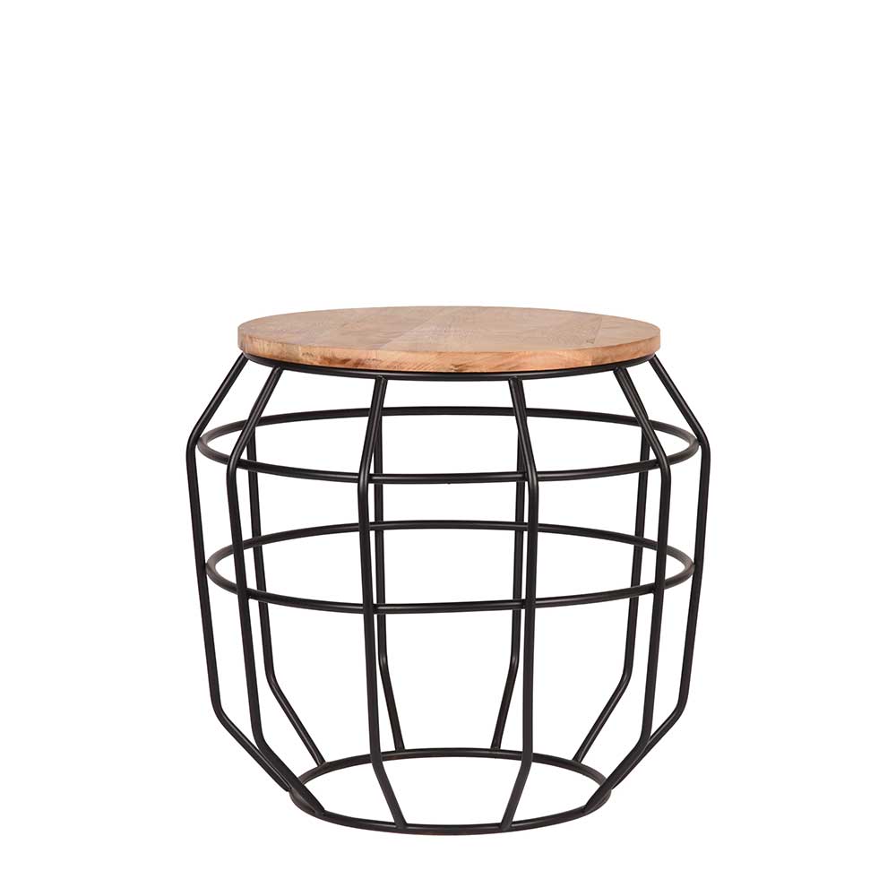 Runder Sofa Beistelltisch mit Holzplatte - Landon