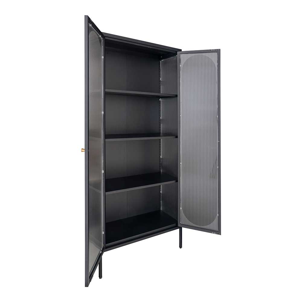 80x180x35 Stahl Vitrine in Schwarz - Cover