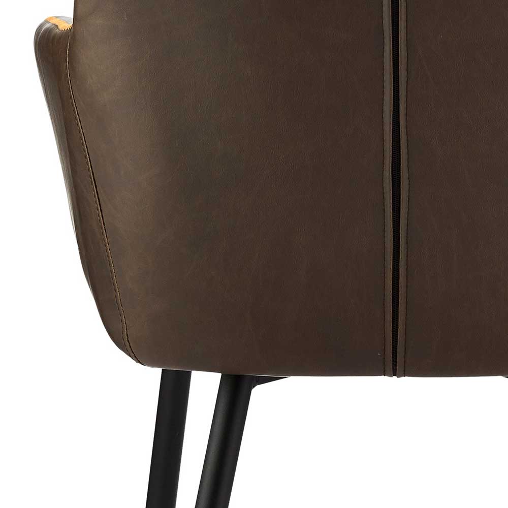 Kunstleder Armlehnstühle in Braun dunkel - Onan (2er Set)