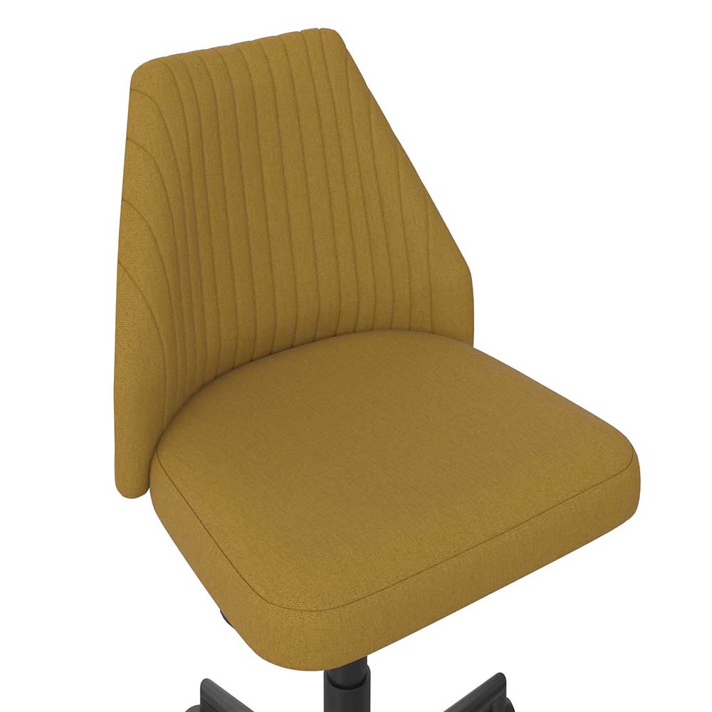 Gelber Office Stuhl aus Stoff mit gepolsterter Sitzfläche und vertikal gesteppter Rückenlehne – Taba