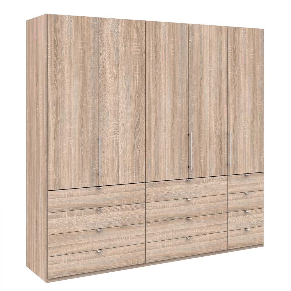 Kombi Kleiderschrank in Eiche sägerau Holzoptik - Zayun
