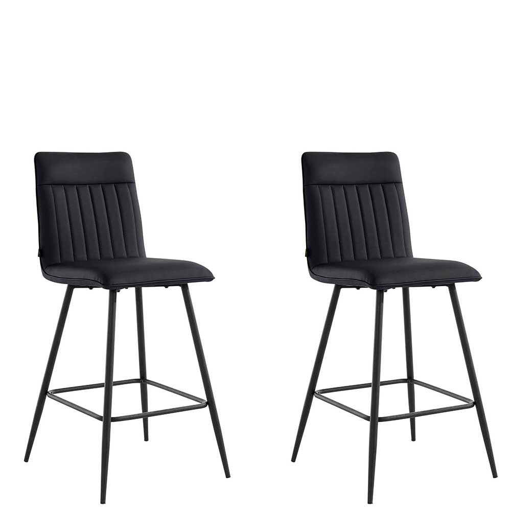 Gepolsterte Barstühle in Schwarz - Skinna (2er Set)