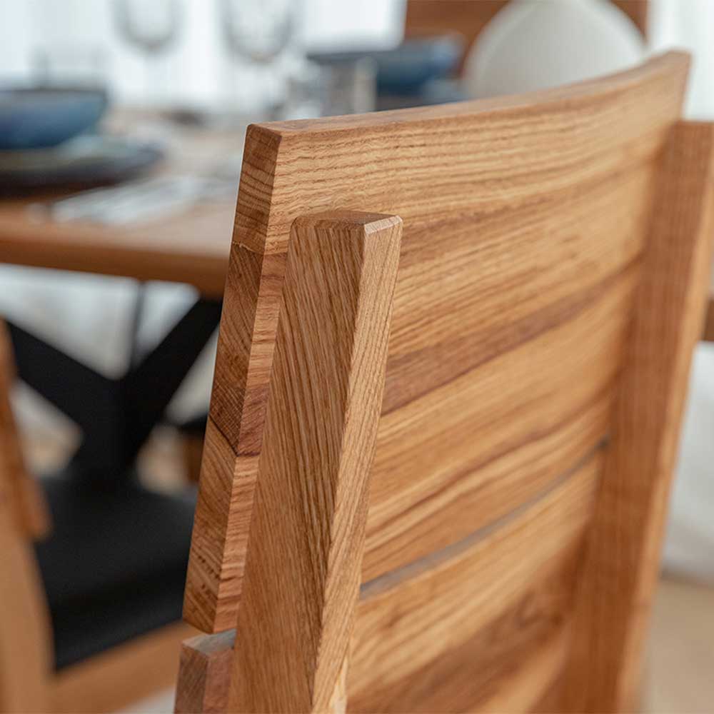 Design Holzstuhl massiv mit Kunstleder Sitz - Dosario