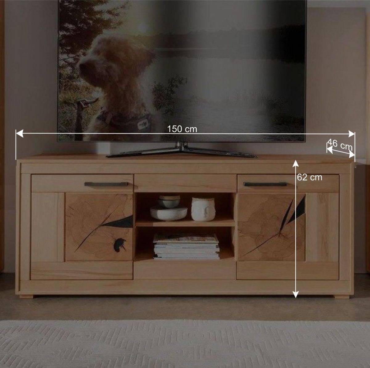 TV Lowboard aus geöltem Kernbuche Holz - Sarosca