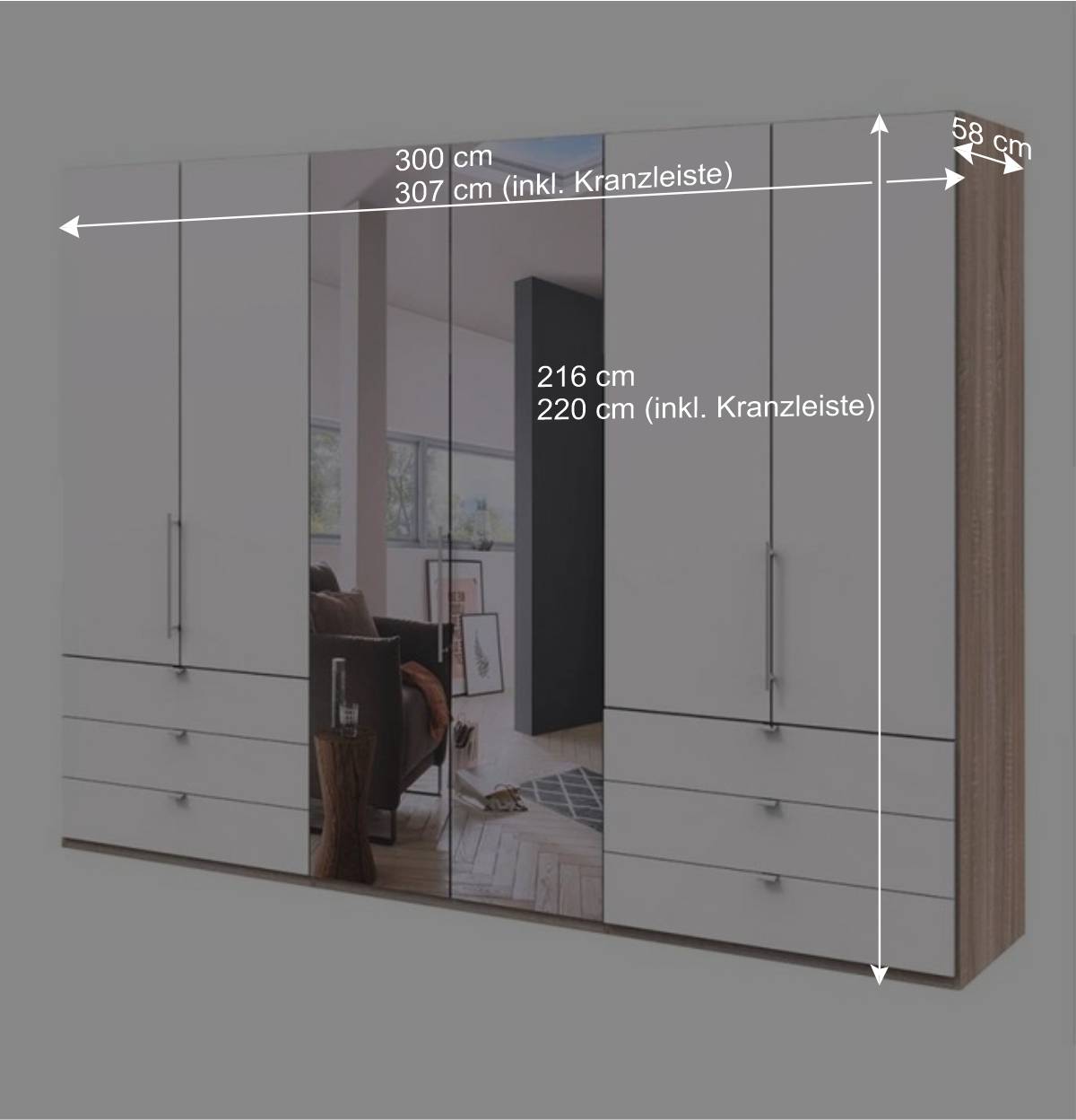 Moderner Falttüren-Kleiderschrank mit Spiegel - Vaclyn