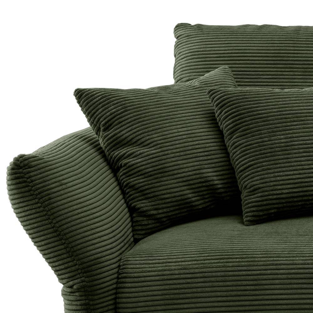 Dreisitzer Sofa in Dunkelgrün Cord - Devan