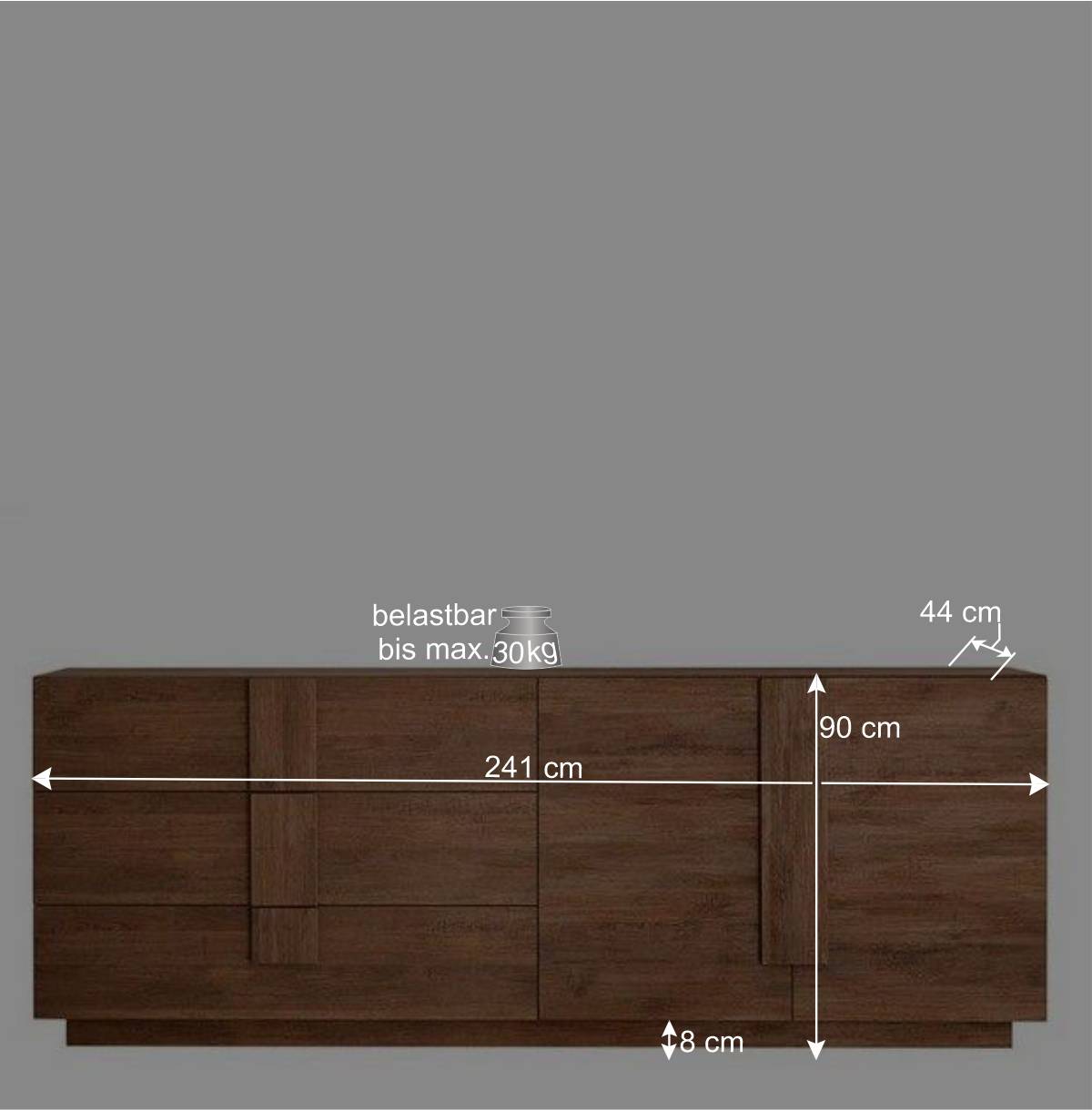 Sideboard mit 6 Schubladen & 2 Türen - Basento I