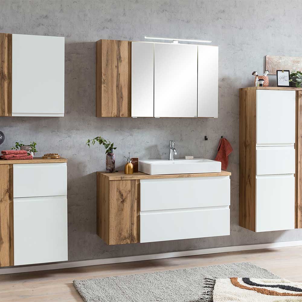 Waschtisch mit Spiegelschrank fürs Bad - Eight (zweiteilig)