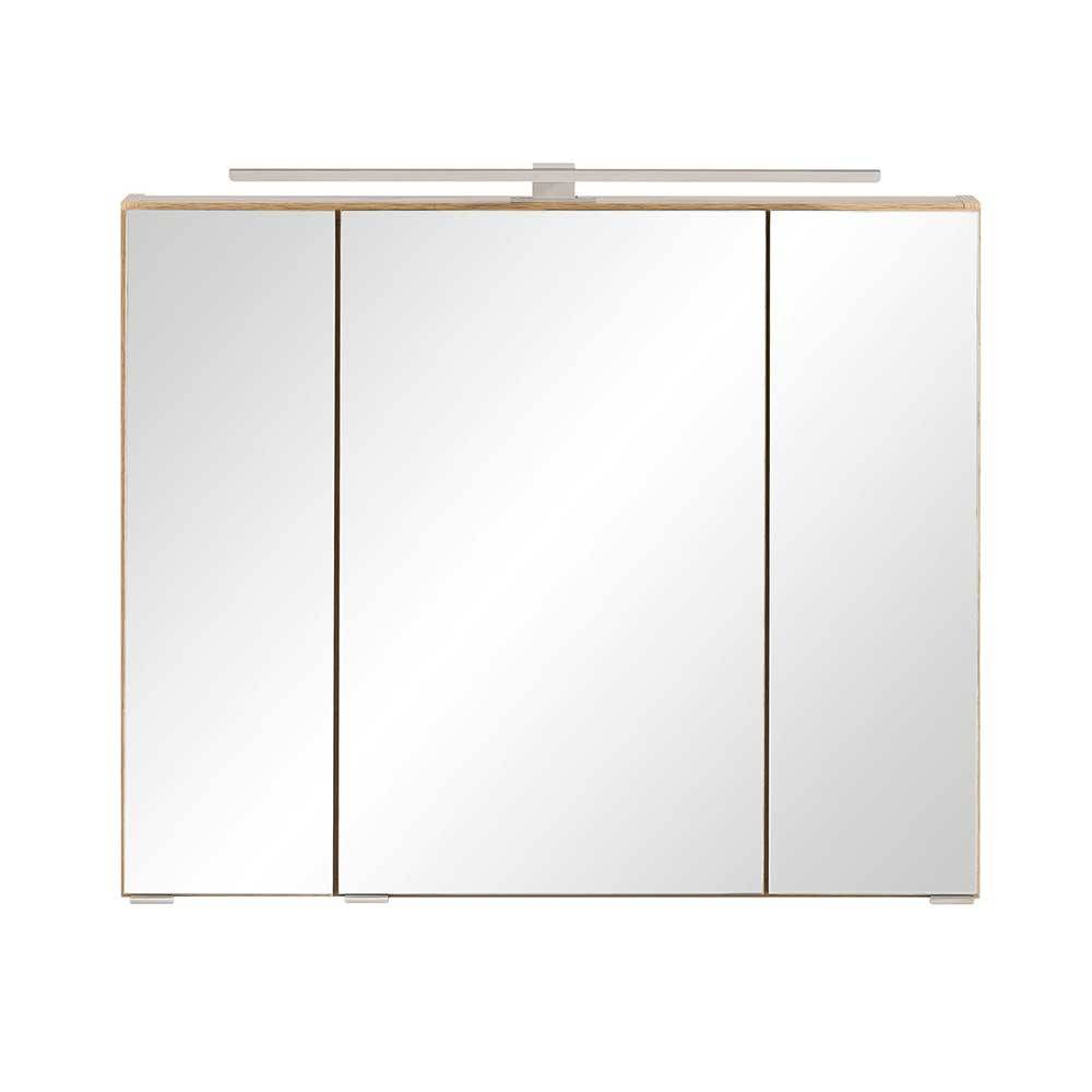 80 cm Waschtisch mit LED Spiegelschrank - Mia (zweiteilig)
