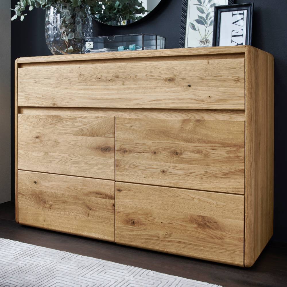 Kombi-Kommode aus Holz Wildeiche massiv - Isydro
