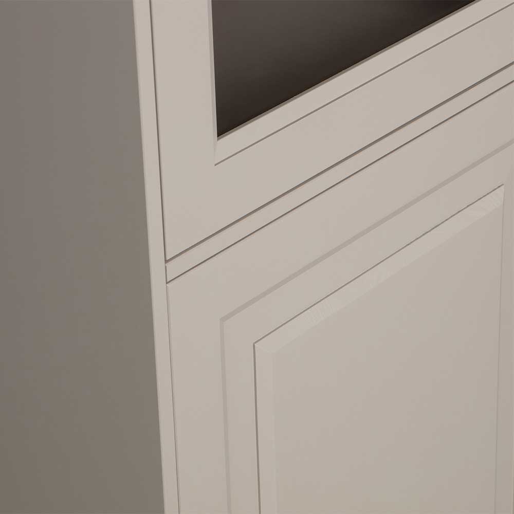 Vitrinenschrank in Hellgrau mit Braun - Floressa