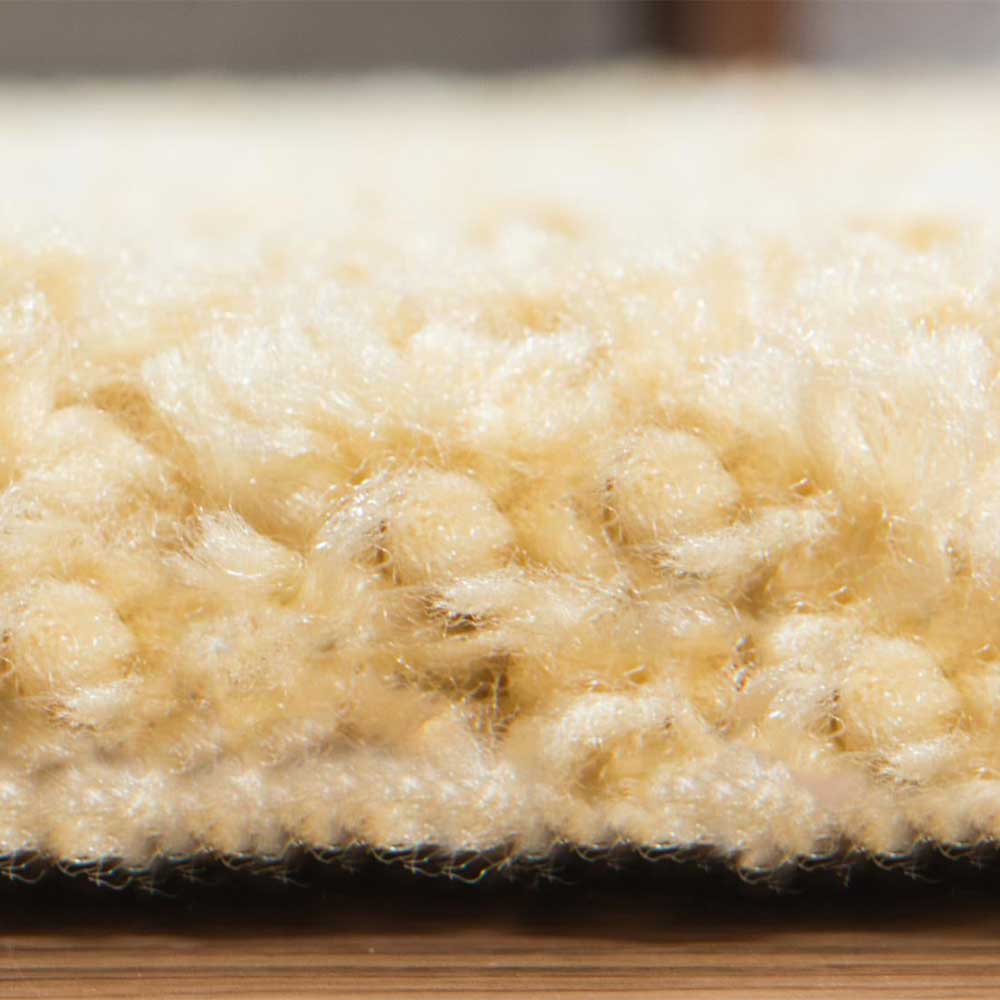 Heller Hochflor Teppich in Gelb und Creme - Vinitaro
