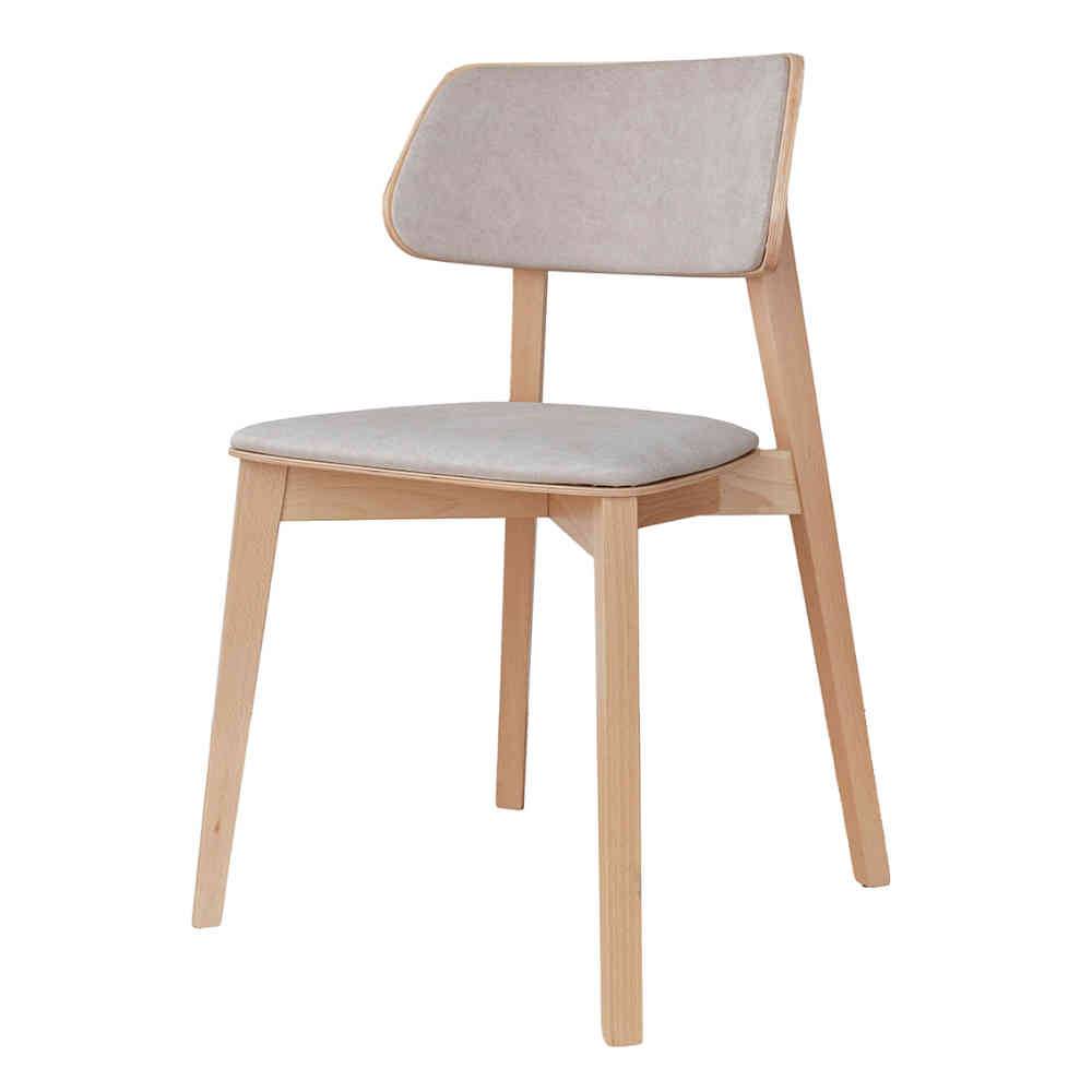 Moderner Esszimmerstuhl in Beige Samt und Buche Holz im praktischen 2er Set – Luca