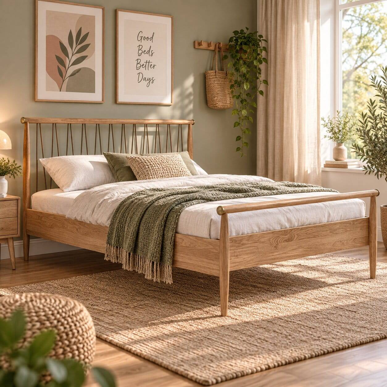 Skandi Doppelbett aus Wildeiche Honig - Reymons
