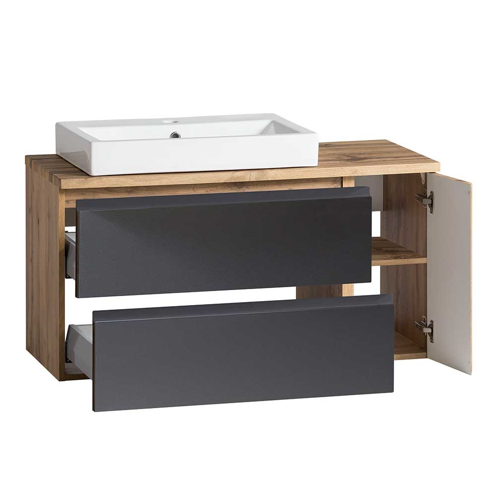 Waschtisch & Oberschrank mit Spiegeln - Jambi (zweiteilig)