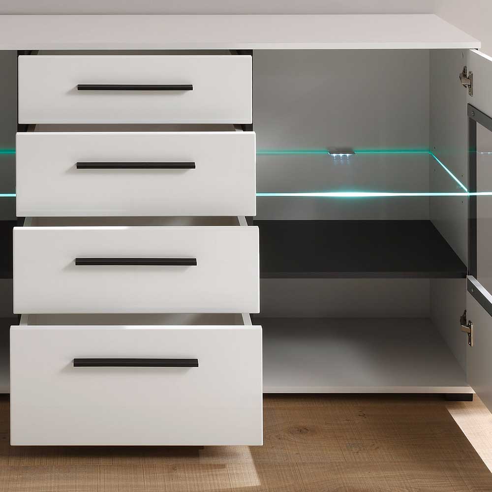 Design Sideboard Nennja in Weiß Hochglanz Glas
