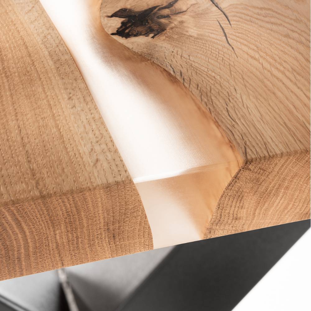Naturkantentisch mit Epoxid-Harz-Einlage - Zimbu