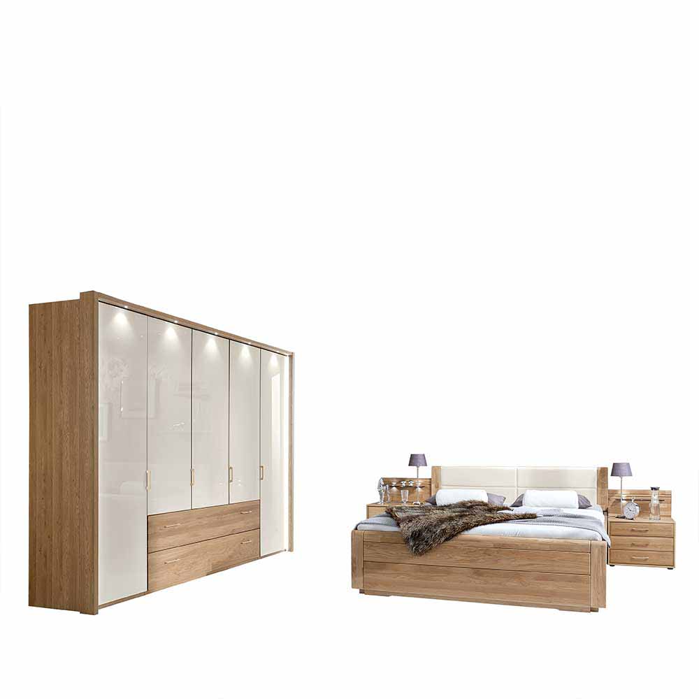 Schlafzimmer komplett Anglesia in Creme und Eichefarben (vierteilig)