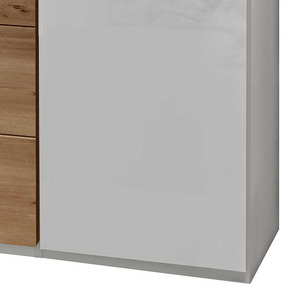 250cm breiter Kleiderschrank mit Metallgriffen - Wanisha