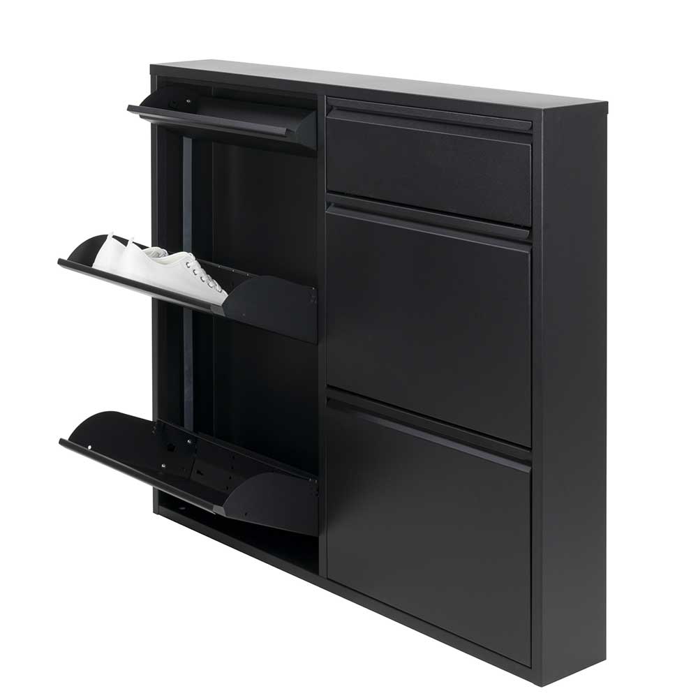 98x86x15 Schuh Stahlschrank in Schwarz - Ismena