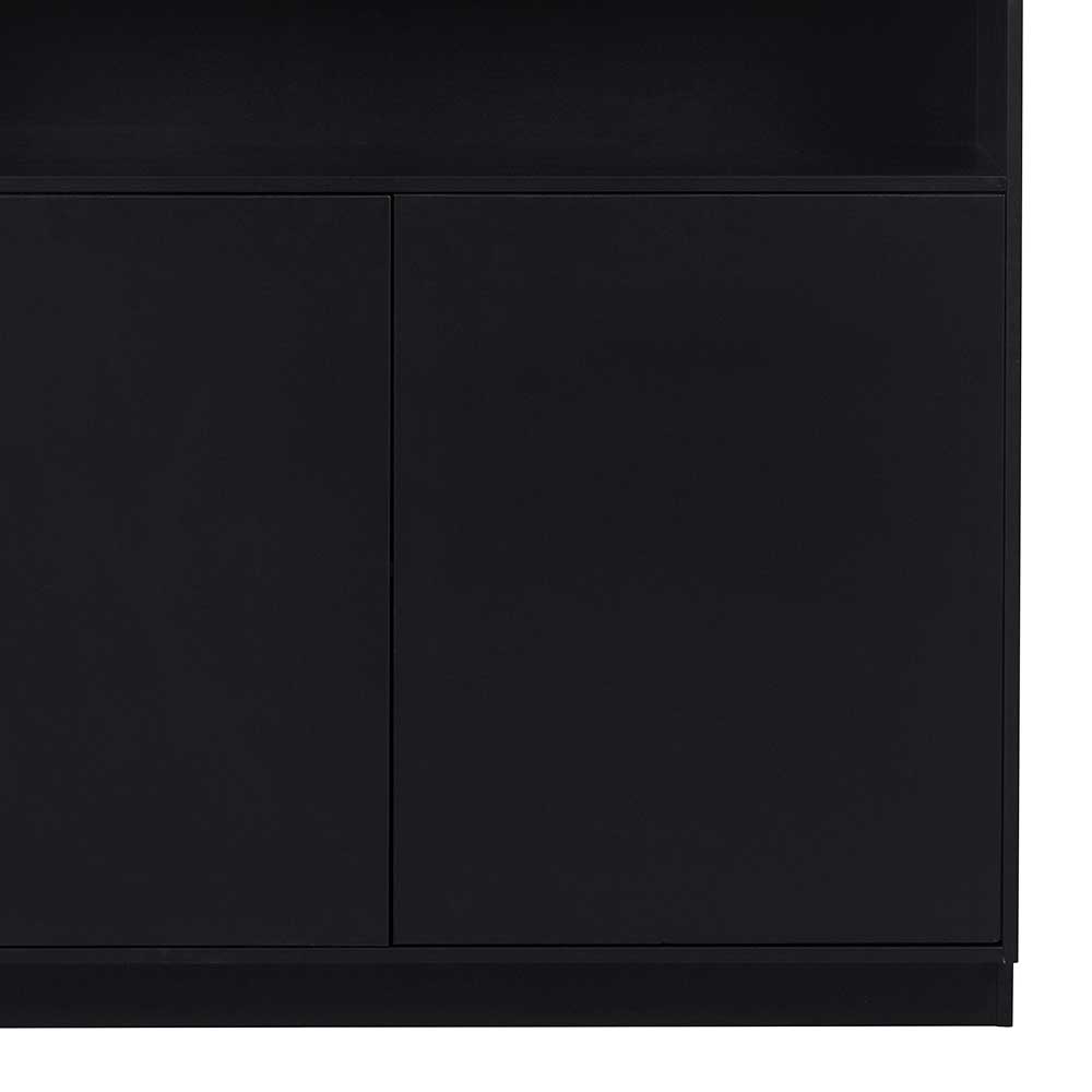 110x210x40 cm Kiefernholz Schrank teilmassiv in Schwarz - Niwidus